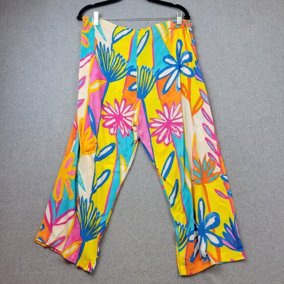 Jams World Pants Womens Medium Floral Rayon Wide Leg Joy Made in Hawaii USA - Picture 6 of 12